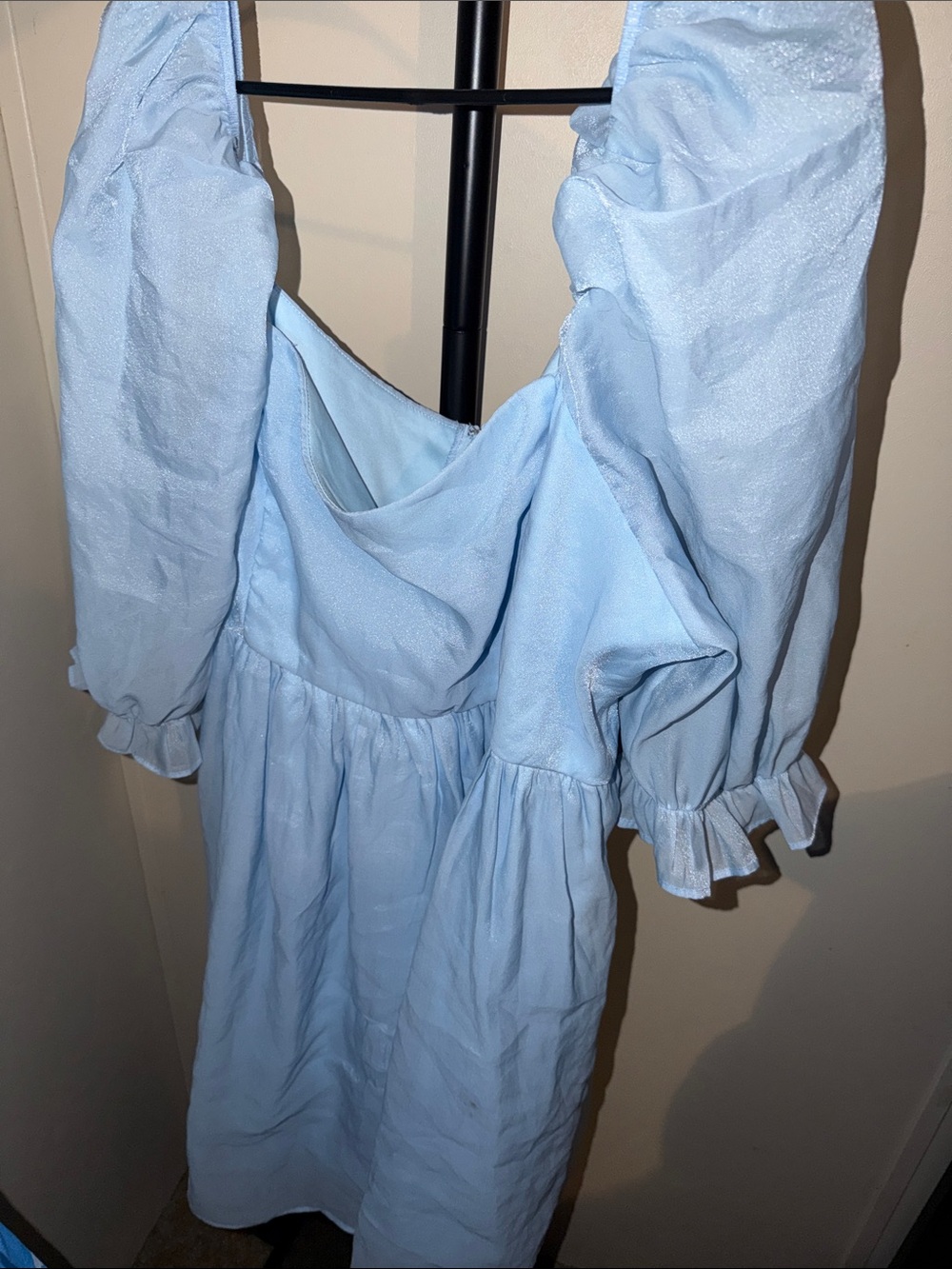 SHEIN Light Blue Puff Sleeve Mini Dress